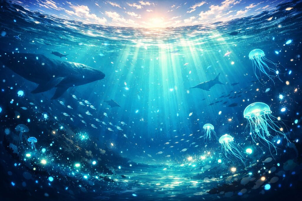 海獣の子供の神秘的な海と空