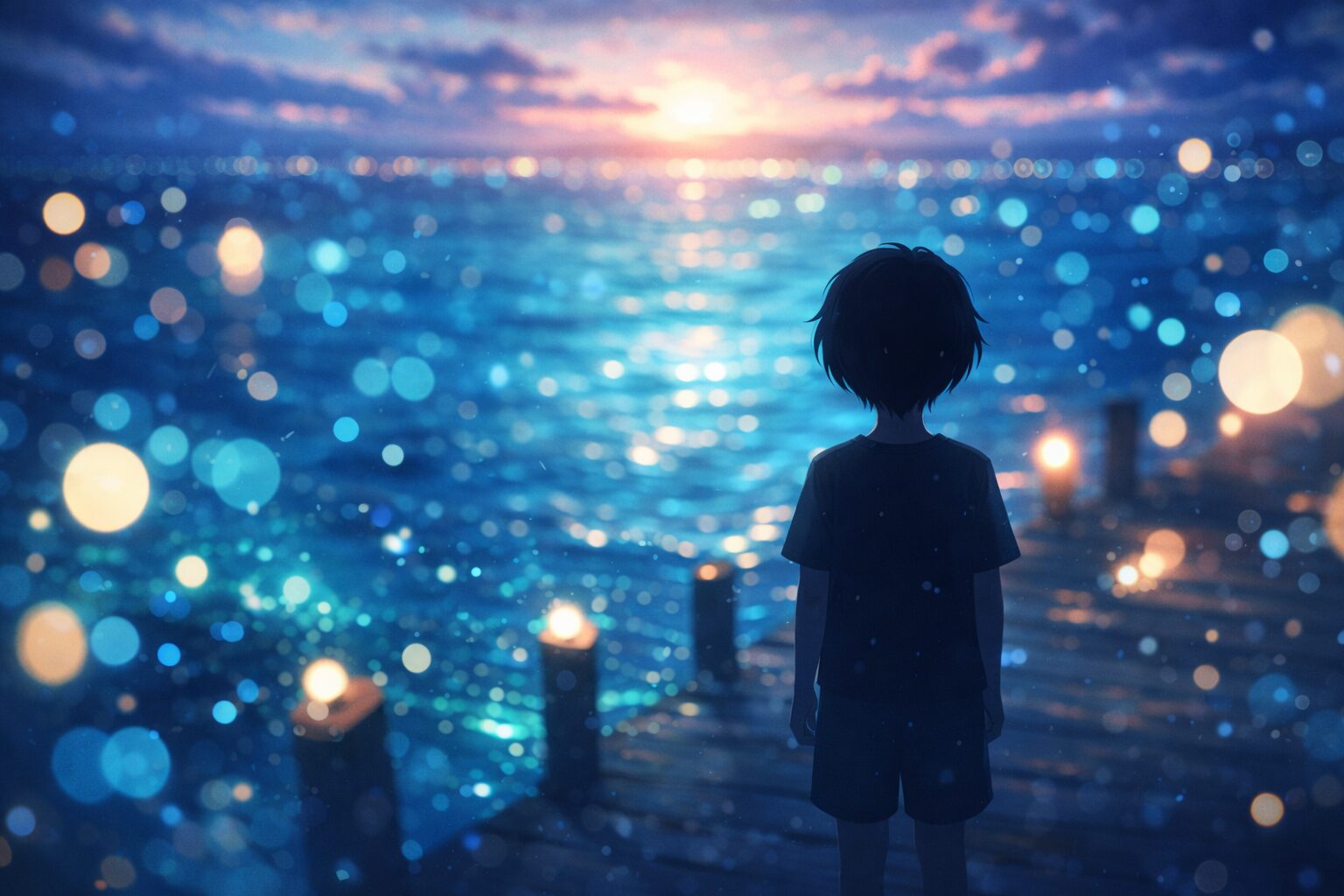海獣の子供で海を見つめる男性