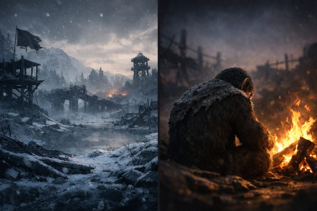 葛藤を抱えた男性が佇む猿の惑星：聖戦記（グレート・ウォー）の真の魅力とは？の象徴的場面