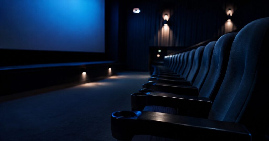 映画館のペットボトル持ち込み可否や館内ルールを連想させる空間を表すイメージ画像