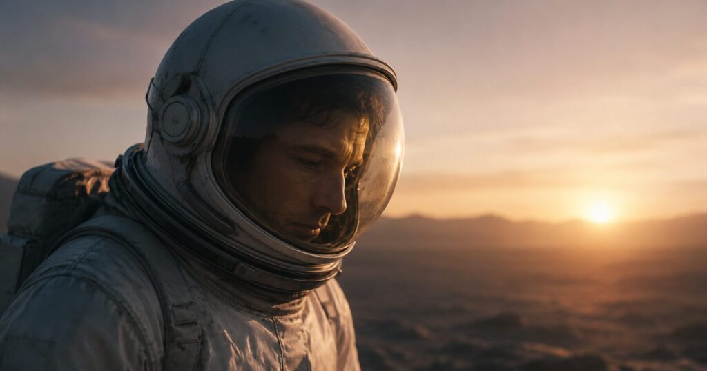 映画『スペースマン』の広大な宇宙と孤独や希望が交錯する幻想的な世界観を表すイメージ画像