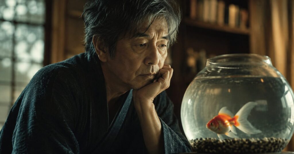 『蜜のあわれ』のあらすじを紹介する記事をイメージした、幻想的な少女と老作家の不思議な関係を表すイメージ画像