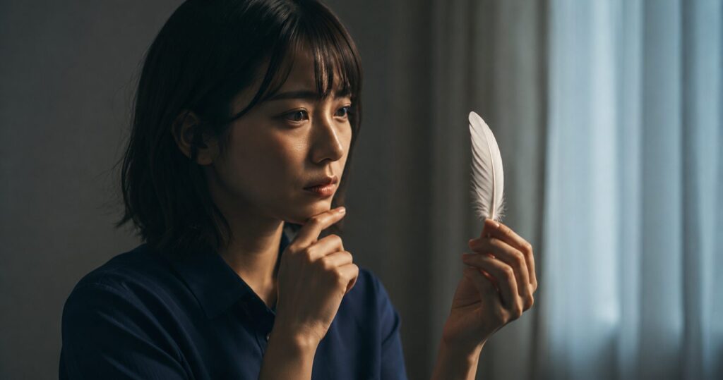 『鳩の撃退法』のネタバレを解説する記事をイメージした、真実と虚構の狭間で揺れる人物像を表すイメージ画像