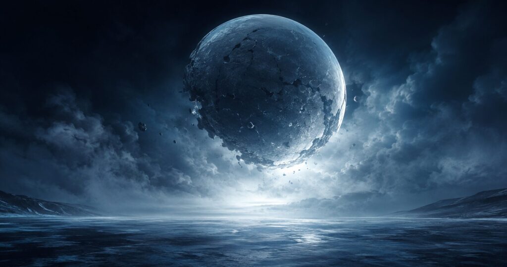 『ムーンフォール』の月の正体や壮大な宇宙の謎が広がる世界観を表すイメージ画像