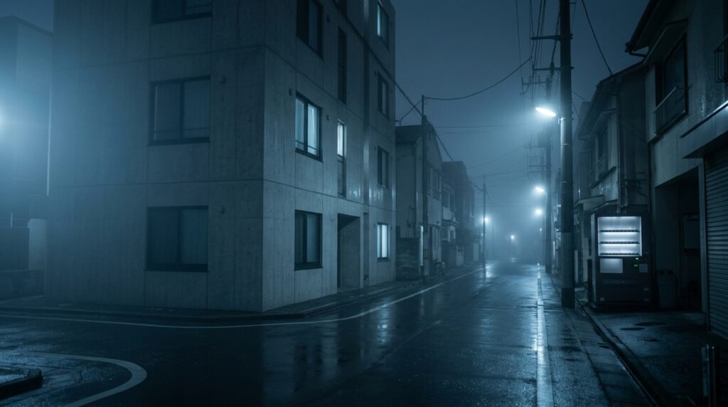 『真夜中乙女戦争』の終末的な世界観と静寂に包まれた舞台の雰囲気を表すイメージ画像